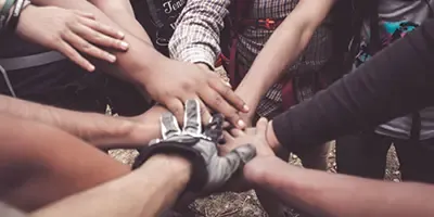 A group of people connecting at a community event